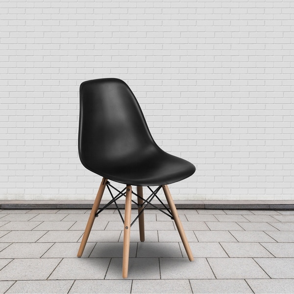 Plastic Chair with Wooden Legs