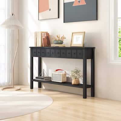Vintage Console Table Wooden Narrow Entry Table W/ Storage Space