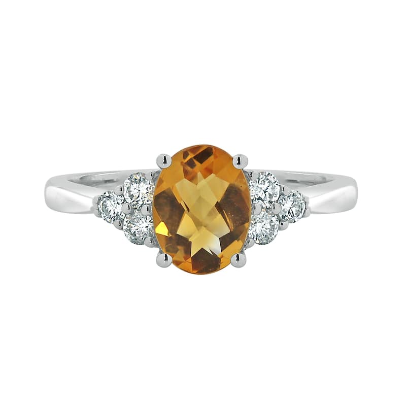 Auriya 1 1/10ct Oval Citrine and Diamond Engagement Ring 1/4ctw 14k Gold