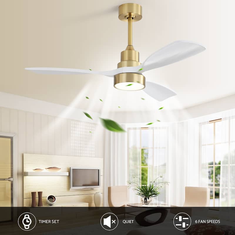 48 Inch Smart Wood Ceiling Fan with Light and Remote/App Control, Integrated LED Included