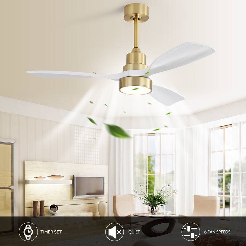 48 Inch Smart Wood Ceiling Fan with Light and Remote/App Control, Integrated LED Included