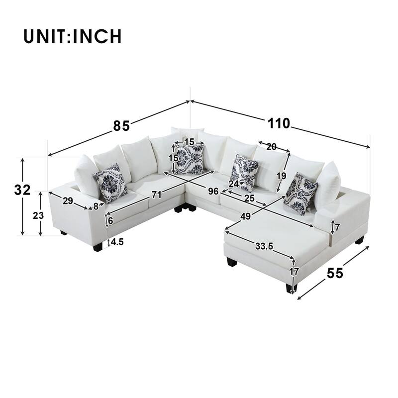 Merax Modern U Shape Sectional Sofa with Lots of Pillows Included