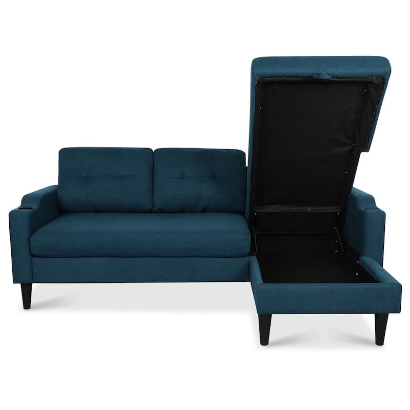 74.8" Fabric Sofa with Storage and Solid Wood Frame, 660lb Capacity