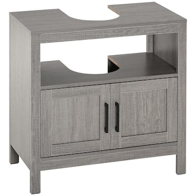 Space-Saving Floor Bathroom Cabinet with Door and U-Shaped Cut-Out Design - 23.5in L