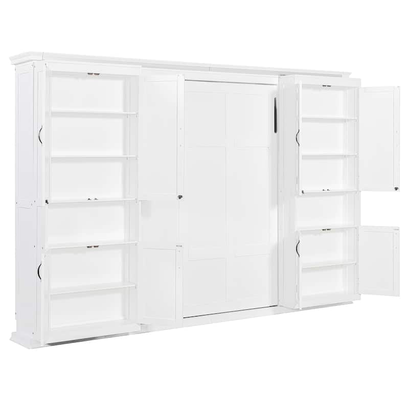 Murphy Bed Heavy Duty Cabinet Bed with Storage Shelves Queen Size