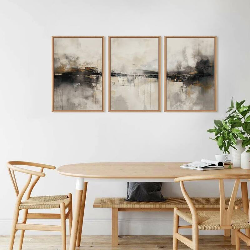 Abstract Gray Wall Decor,Minimalist Beige Wall Painting