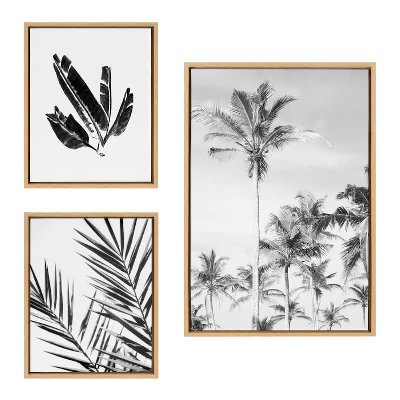 Kate and Laurel Sylvie Coastal Framed Canvas Art Set by Various Artists - 3 Piece Set