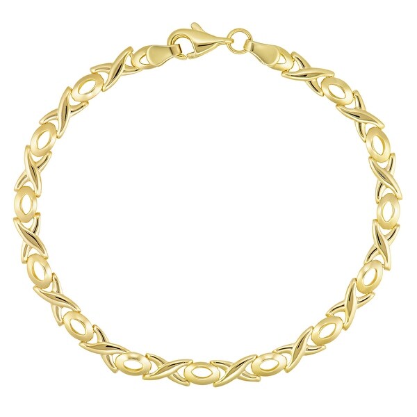 Forever Last 10KT Gold Bonded over Silver 7.5" Yellow " X/O" Bracelet. Opens flyout.