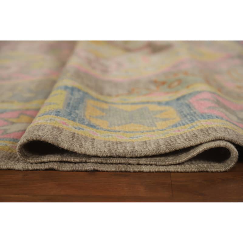 Hand Knotted Oriental 100% Wool Carpet Transitional All-Over Brown Oushak Area Rug - 20' 1'' X 5' 11''