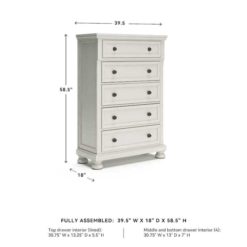 Signature Design by Ashley Robbinsdale Antique White Five Drawer Chest