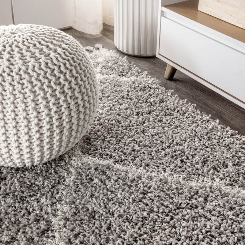 JONATHAN Y Modern Shag Plush Tassel Moroccan Geometric Trellis Area Rug