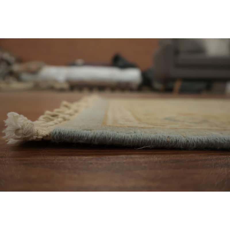 Hand Knotted Oriental 100% Wool Carpet Traditional Floral Navy Blue & Blues Ziegler Area Rug - 3' 2'' X 1' 10''