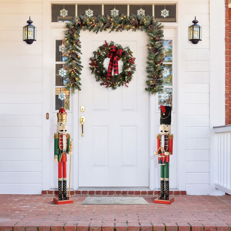 Glitzhome 42"H Wooden Christmas King/Soldier Nutcracker Porch Decor