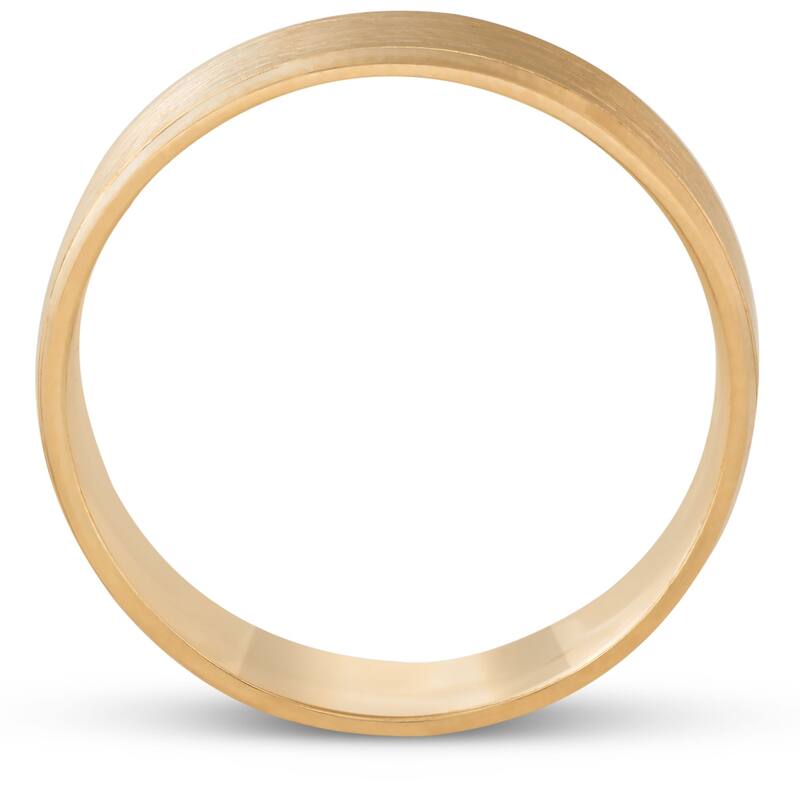 Men's Yellow Gold 6mm Plain Wedding Band with Satin Center and Bright Sides