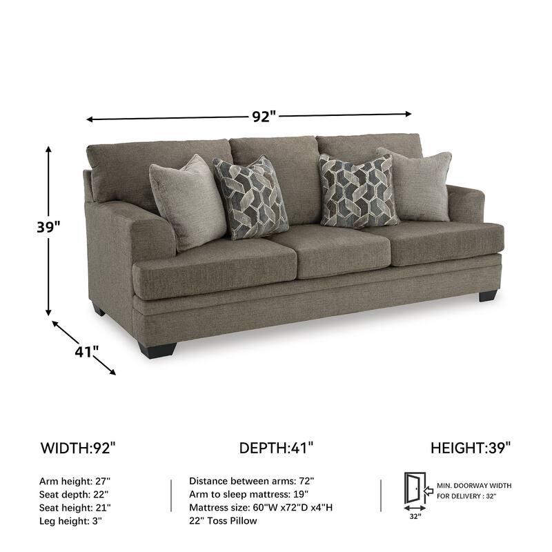 Signature Design by Ashley Stonemeade Queen Sofa Sleeper - 92" W x 41" D x 39" H