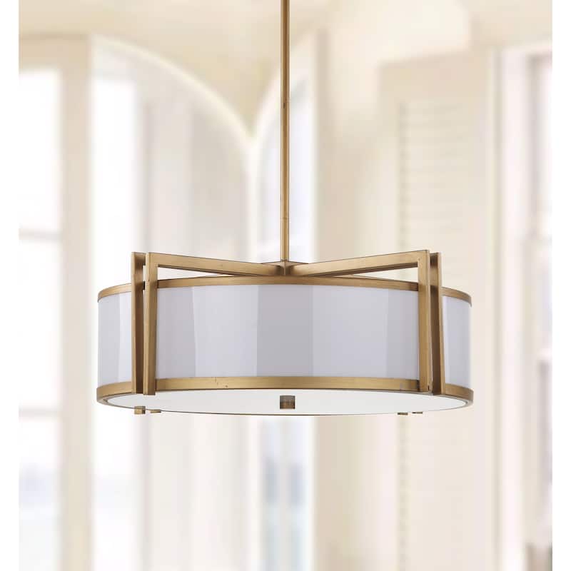 SAFAVIEH Lighting Latrice Adjustable 5-Light Drum Gold Pendant - 21"x21"x9.875-45.875" - Antique Gold - 21Wx21Dx46H