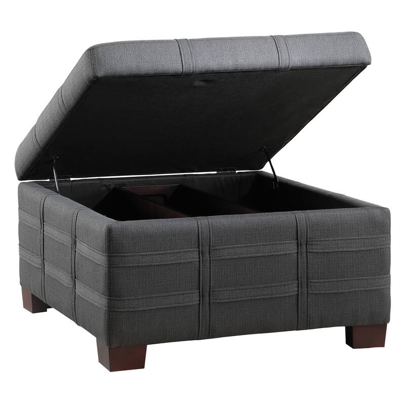 Detour Strap Square Storage Ottoman in Faux Leather