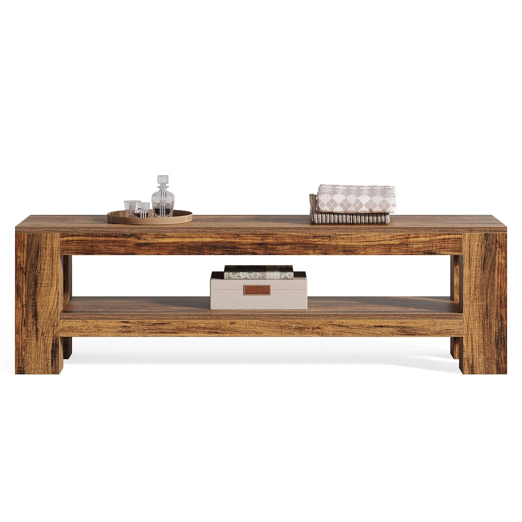 59" Wooden Entryway Bench, Farmhouse Indoor Console Shoe Bench