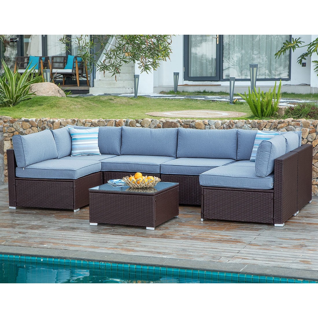 Cosiest 5-piece Outdoor Patio Wicker Furniture Set with coffee table - On  Sale - Bed Bath & Beyond - 31483291