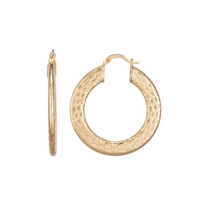Victoria Townsend Gold Plated Flat Hoop Earrings - Yellow