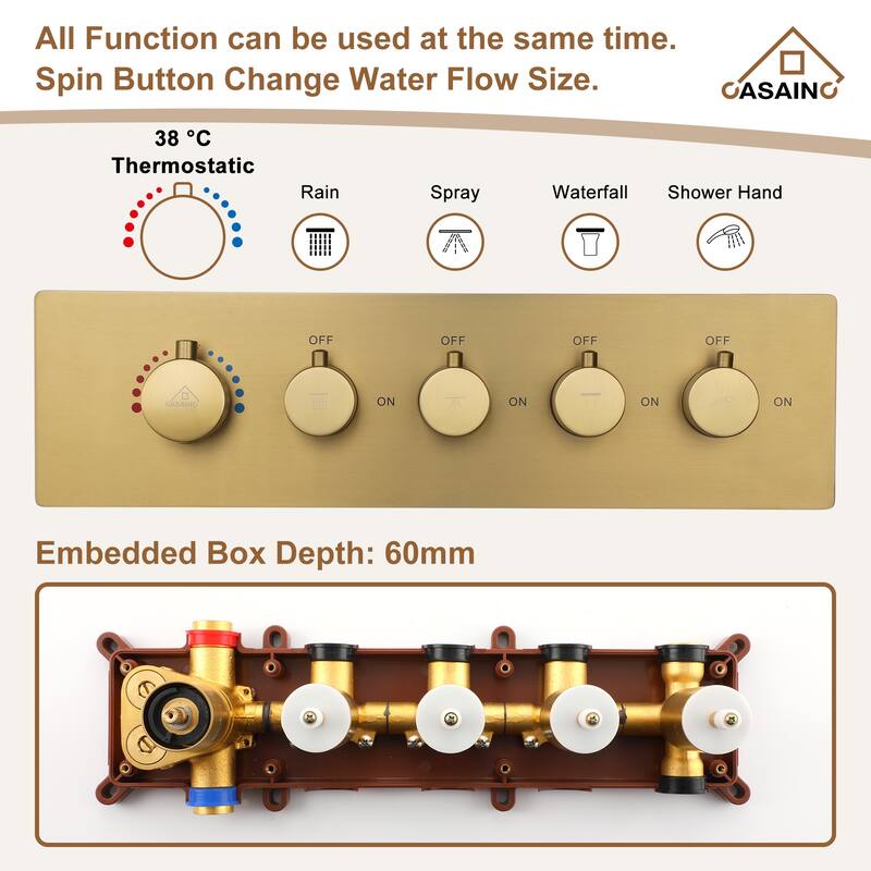 4 Functions Shower System with Multi-Function Remote Control 64 Color Lights