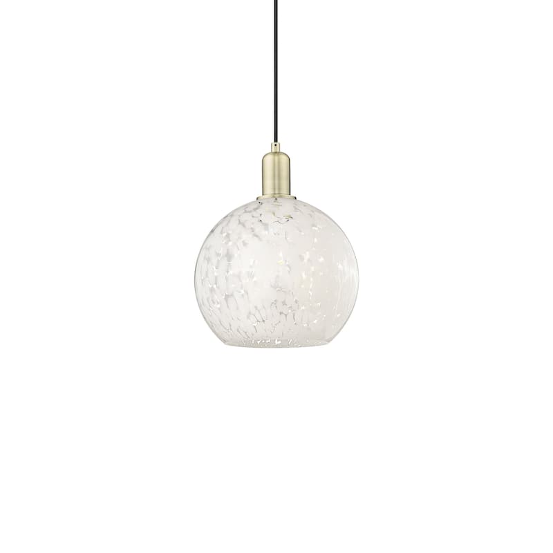 Innovations Lighting 716-1P-13-10 White Mouchette Pendant White - Antique Brass / White Mouchette