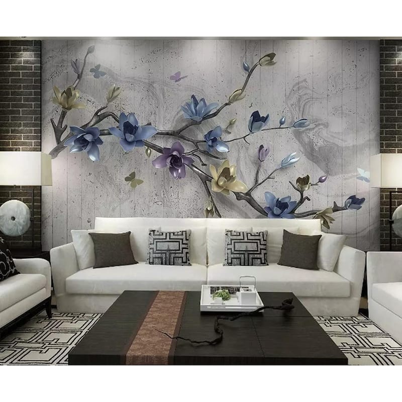GK Wall Design 3D Dark Floral Magnolia Blossom Classic Removable Wallpaper