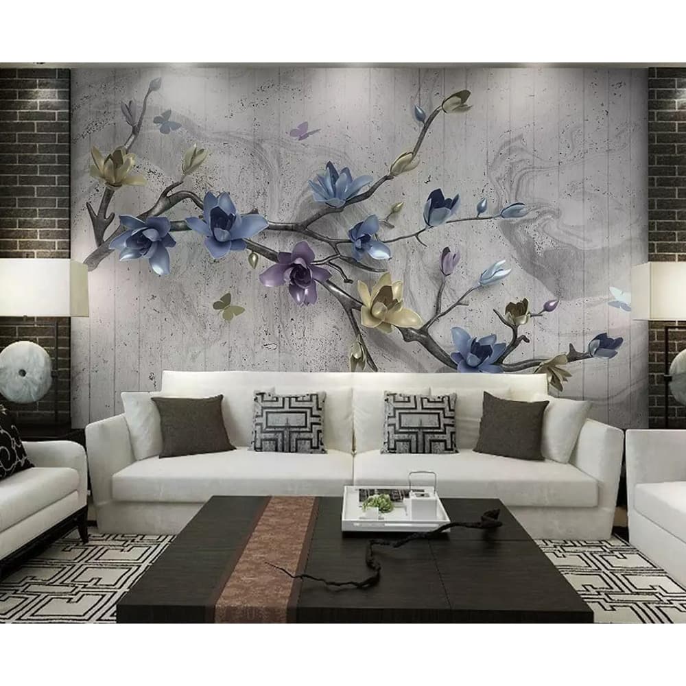 GK Wall Design 3D Dark Floral Magnolia Blossom Classic Removable Wallpaper