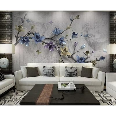 3D Dark Floral Magnolia Blossom Classic Removable Textured Wallpaper