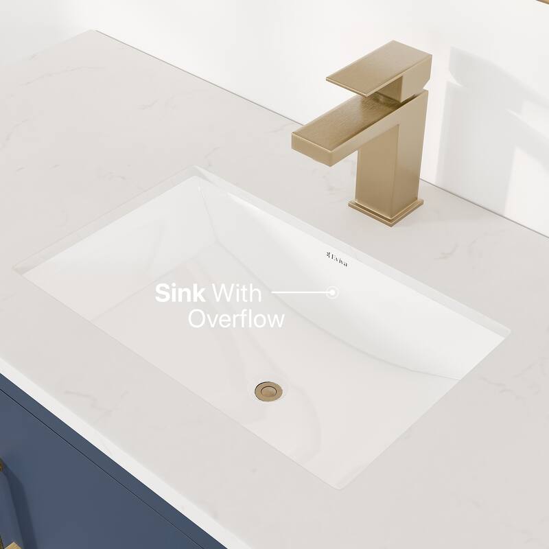 Eviva Curio Bath Vanity with WH Carrara Quartz Top and Undermount Sink