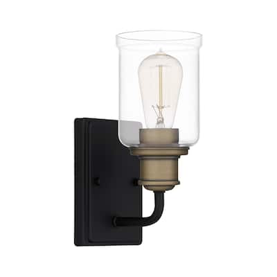 Cox 1-Light Matte Black Wall Sconce with Clear Glass Shade