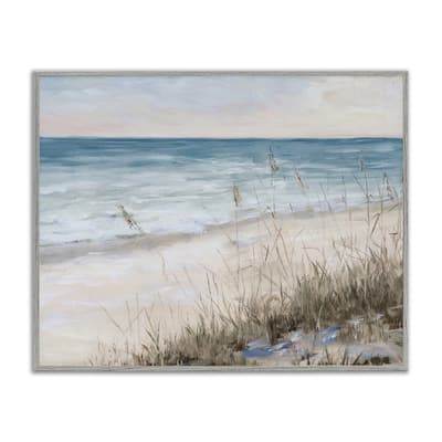 Stupell Traditional Beach Coast Line Tall Grass Soft Sky Framed Wall Art