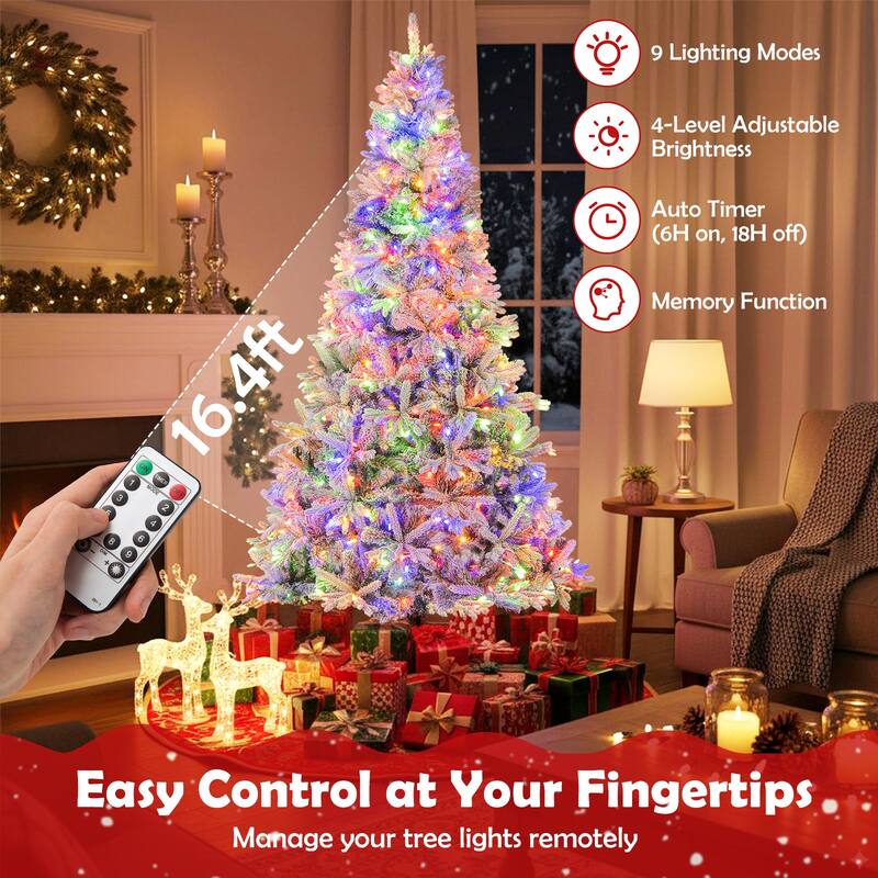 Costway 7 FT Half Artificial Pre-Lit Xmas Christmas Tree with 852 - White & Green - See Details