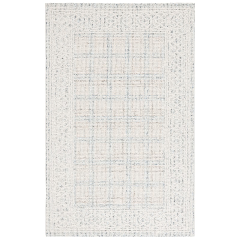 SAFAVIEH Handmade Ebony Vellamo Contemporary Wool Rug - 6' x 9' - Ivory/Blue - Rectangle