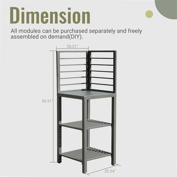 Over Island Storage Rack Freestanding Outdoor Aluminum Kitchen Storage Island with Storage Rack ...