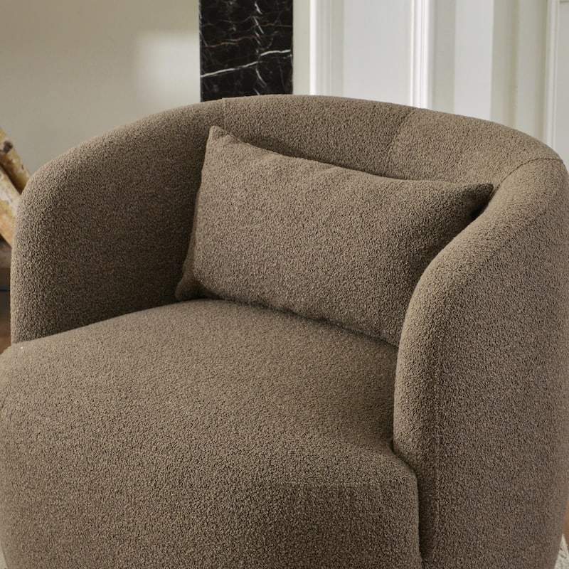 KINWELL 34" Sherpa Swivel Accent Chair Boucle Upholstered Armchair