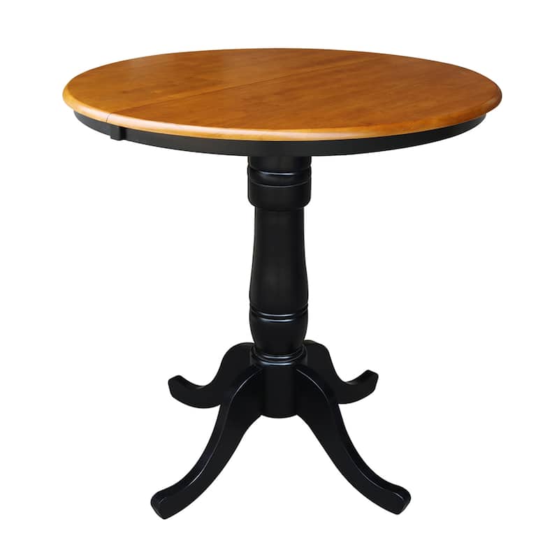 36" Round Top Pedestal Extension Table Counter Height With 12" Leaf and San Remo Counterheight Stools