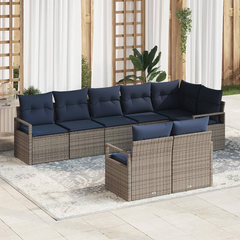 9 Piece Garden Sofa Set with Cushions - 113×48×27.2 - Grey