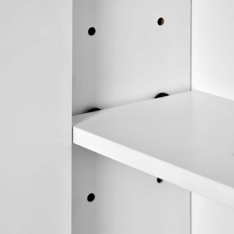 Modern Medicine Cabinet Over the Toilet Mirrored Cabinet Wall Mounted Storage Cabinet with Towels Bar and Open Compartments