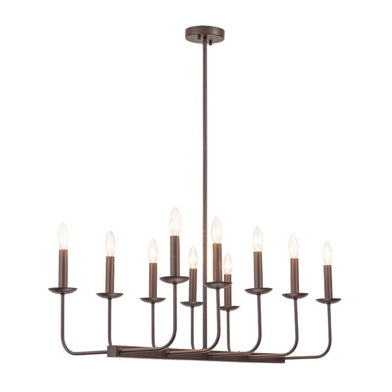 Farmhouse 10-Light Candle Iron Kitchen Island Linear Chandelier