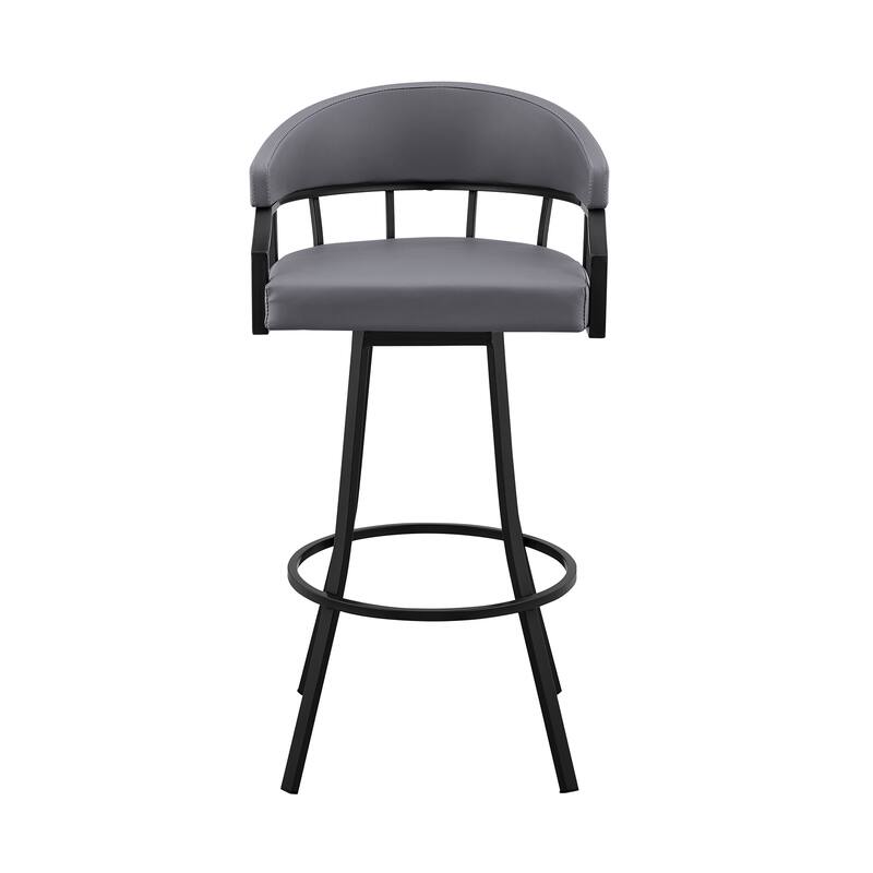Palmdale Faux Leather and Metal Upholstered Swivel Counter or Bar Stool