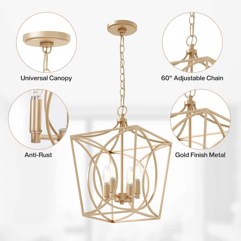 Modern Geometric Metal Pendant Light with Adjustable 60" Chain