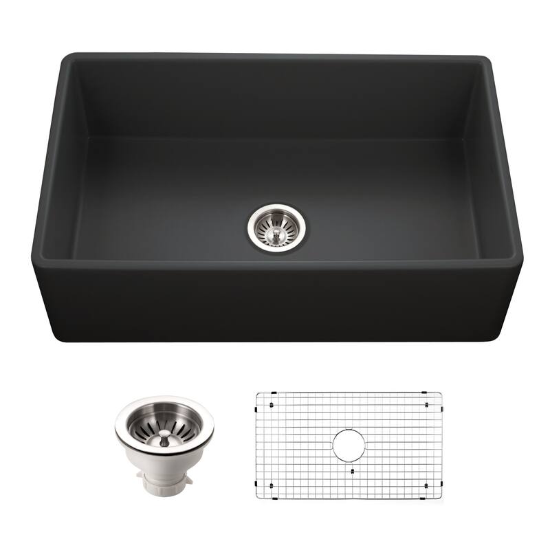 Houzer PTG-4300-C Platus 33" Farmhouse Single Basin Fireclay Kitchen