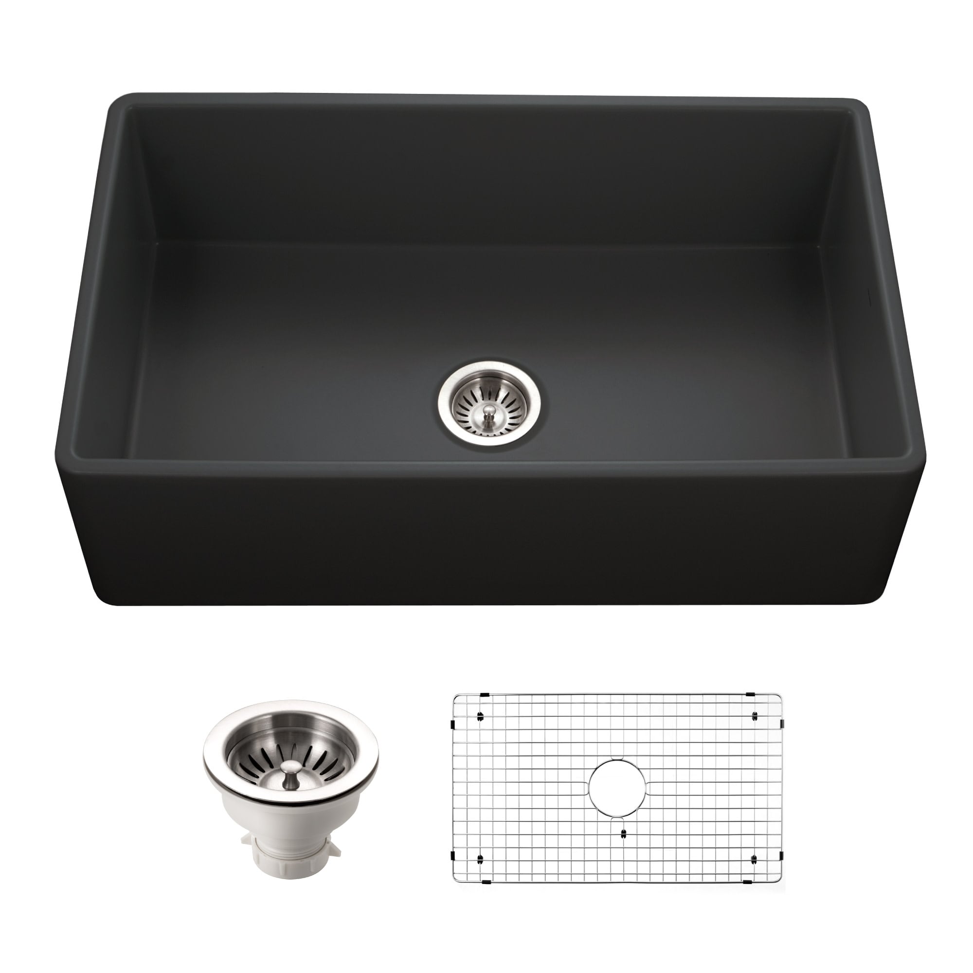 Houzer PTG-4300-C Platus 33" Farmhouse Single Basin Fireclay Kitchen