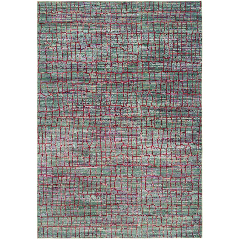 SAFAVIEH Valencia Shareen Distressed Vintage Boho Oriental Polyester Rug - 5' x 8' - Green/Red