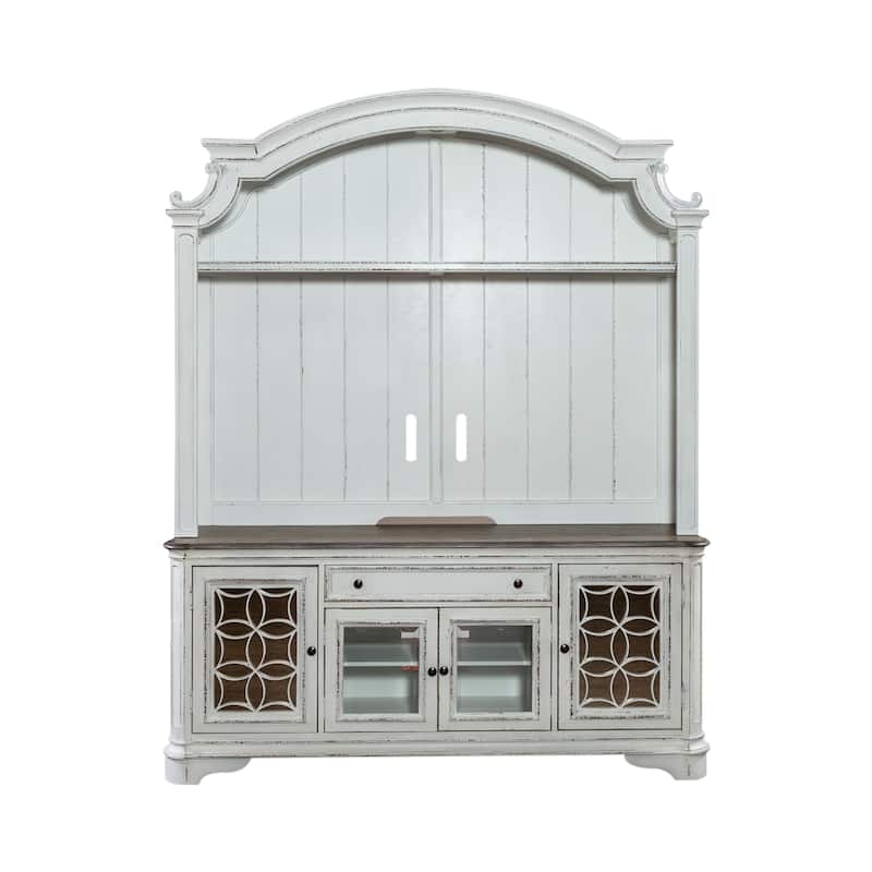 Magnolia Manor Antique White Weathered Bark Entertainment Center