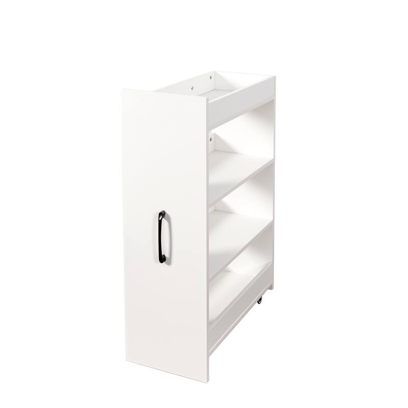 70.87" H Display Storage Cabinet , 4 Tier multi-functional pull-out multi-tier storage shelf & 2 Glass Doors