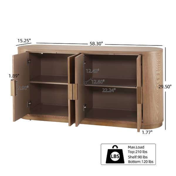 dimension image slide 0 of 2, Christopher Knight Home - Valmont MDF 4 Doors Sideboard with Metal Base and Storage