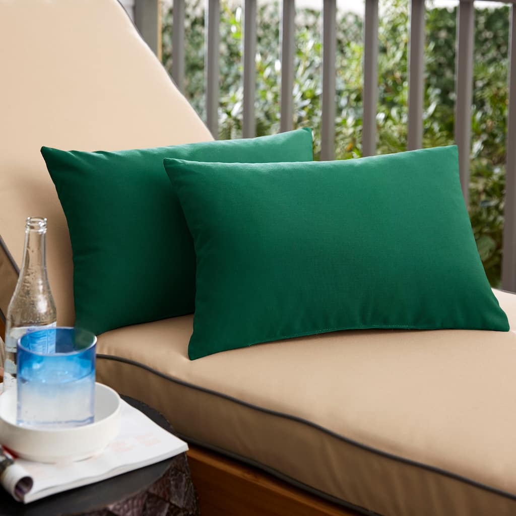 Sunbrella Canvas Forest Green Indoor/Outdoor Knife Edge Pillow (Set of 2)