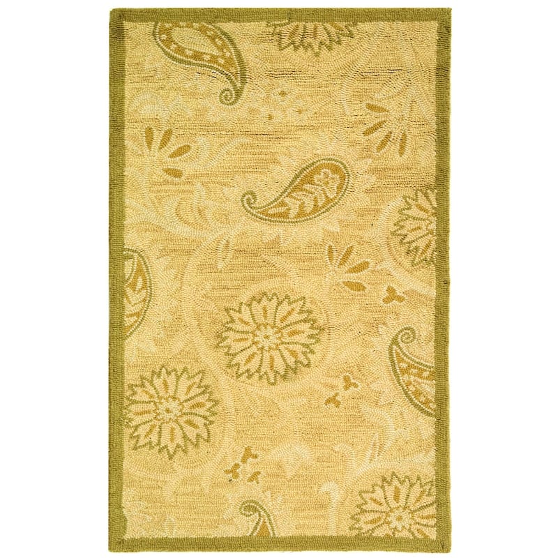 SAFAVIEH Handmade Berkeley Paisley Dosha Botanical Wool Rug - 2'9" x 4'9" - Light Brown - Rectangle